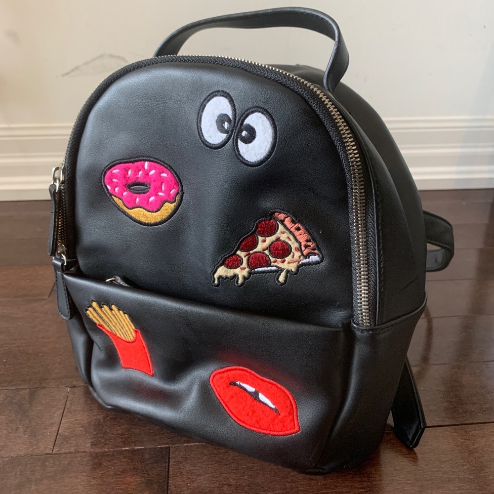 Forever21 Black Patchwork Mini Backpack
